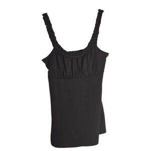 Byer California Black Braided Strap Gathered Bodice Tank Top Women's Size M